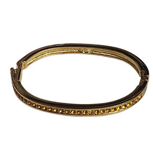 Swarovski Swan Signed Gold Plated Amber Hinged Bracelet